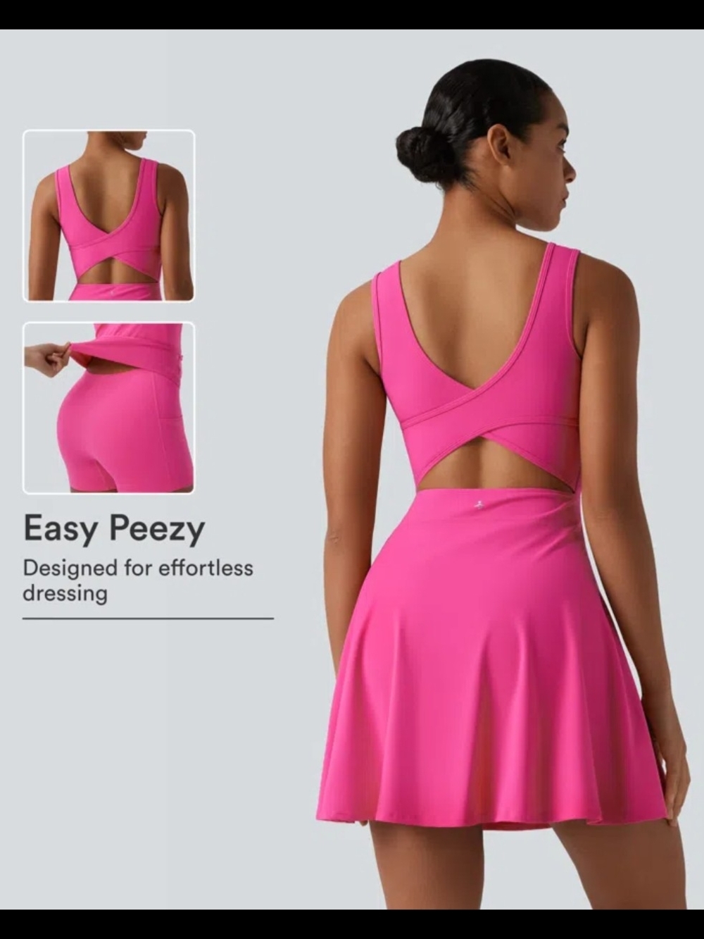 NWT HALARA Hot Pink Sleeveless Back-Cutout Fit & Flare Dress